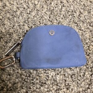 Lululemon Coin Wallet Womens One Size Blue Zip Around Logo Keychain Pouch